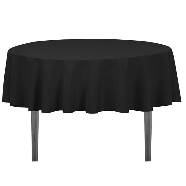 LinenTablecloth 70-Inch Round Polyester Tablecloth Black