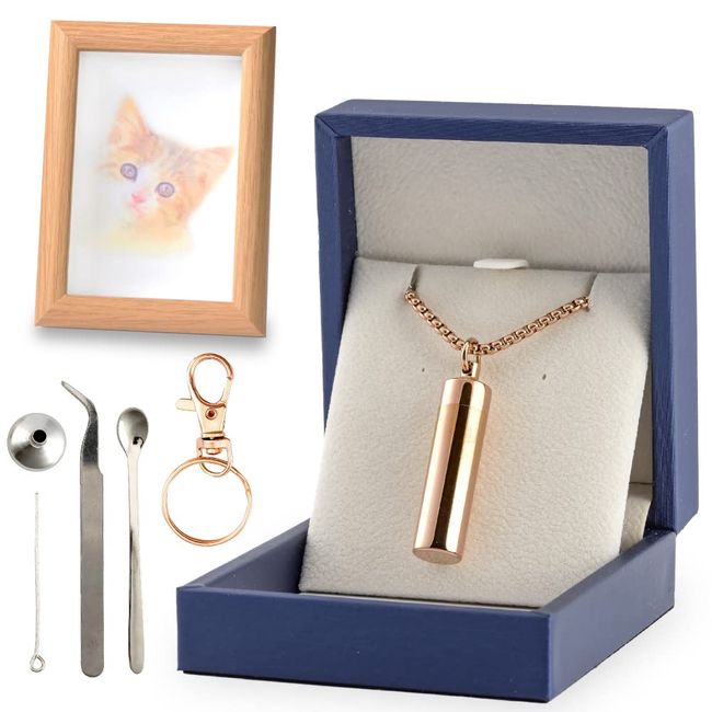 Ashes Pendant, Double Layer Waterproof, Includes Bones Kit, Memorial Pendant, Urn Capsule, Necklace, Memorial Cremation on Hand, Hypoallergenic, Stainless Steel, Glass Tube, Key Chain (Mirror Surface