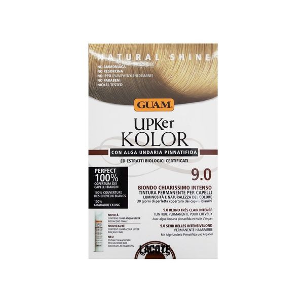 GUAM - UPKER KOLOR PERMANENT NATURAL DYEING with Undaria Seaweed and Organic Extracts (9.0 INTENSE LIGHT BLOND)