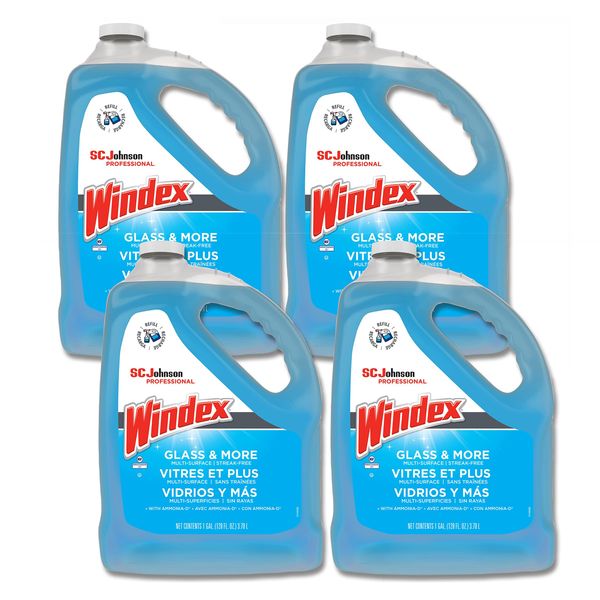 Windex 90940CT Glass Cleaner Refill, Powerized, 1 Gallon, 4/CT