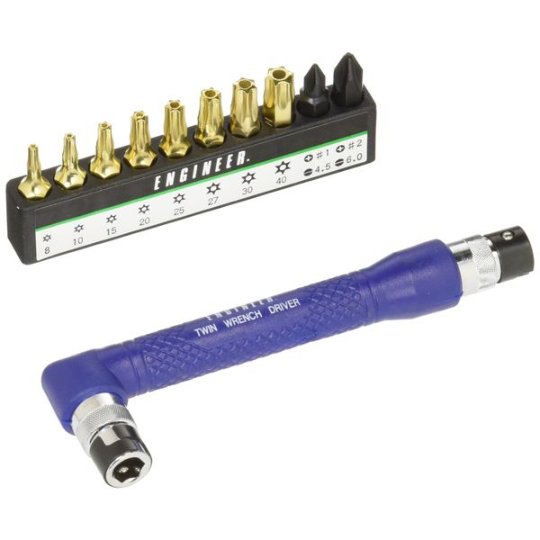 Engineer Inc DR-50 Angle Head Twin Wrench Driver with Torx, Phillips, & Flat Bits