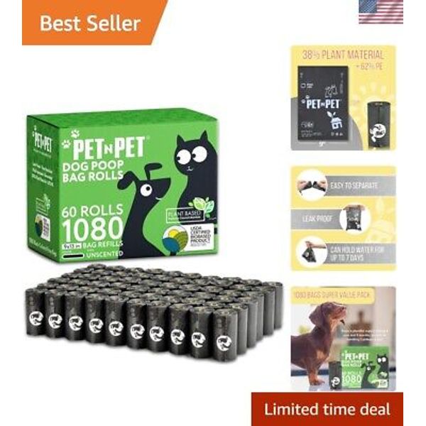 Convenient 1080 Count Plant-Based Pet Waste Bags - Odor-Free Solution