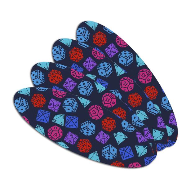 Dungeon Dice Pattern For Fighting Dragons Double-Sided Oval Nail File Emery Board Set 4 Pack