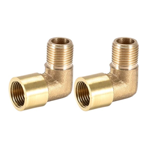 uxcell Brass Hose Fitting 90 Degree Elbow Male X Female Pipe Fitting G1/8 Male x G1/8 Female - 1 Piece