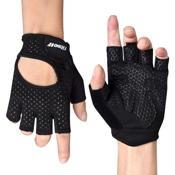 Fitself Fitness Gloves Men Women Breathable Weightlifting Training Gloves for Gym Strength Training Bodybuilding Workout Cycling, black, s