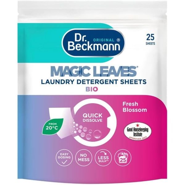 Dr. Beckmann MAGIC LEAVES Laundry Detergent Sheets BIO | Convenient and pre-dosed laundry detergent sheets | Dissolvable climate neutral and easy to use | 25 sheets