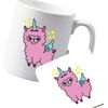 Flox Creative Ceramic Mug and Coaster Llamacorn Both Sides