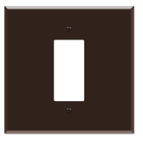 OVERSIZED Metal Switch Plate, 2 Gang Jumbo Decora Cover Plate (for 1 Centered Device), Switch Cover for Rocker Switches, GFCI, Steel Painted Brown - UL Listed, 5.5" x 5.5" - Made in USA