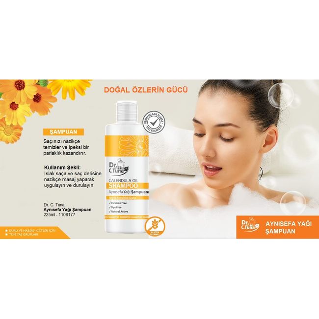 Calendula Oil Shampoo 225 ML - Dank seiner zarten Formel wird Ihr Haar vom Ansatz bis in die Spitzen sanft gereinigt und Ihre Kopfhaut atmet leicht, 1108177