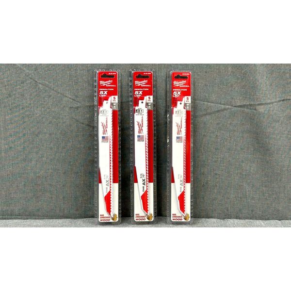 Milwaukee 48-00-5026 The Ax 9" 5 TPI Reciprocating Saw Blades 5-Pack Lot of 3