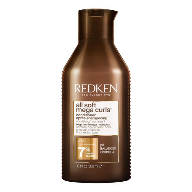 Redken Spülung für lockiges oder krauses Haar, Belebt, bändigt & hydratisiert trockenes Haar, Mit Aloe-Vera, All Soft Mega Curls Conditioner, 300 ml