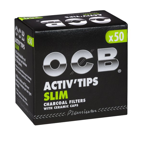 OCB ActivTips Slim 7 mm Activated Carbon Filter with Ceramic Caps 2 x 50 Pieces