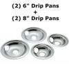 GE Hotpoint Chrome Stove Drip Pans Electric Burner Covers 4 Top Replacement Set