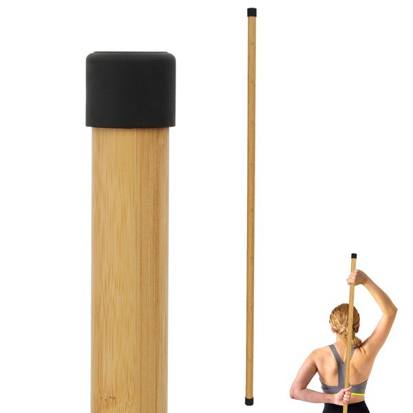 Mobility Stick Natural Bamboo 5ft Yoga Stick, Stretch Stick for Fitness and Physical Rehabilitation, Correct Posture Exercise Stick Stretching Stick and Stretch Stick Posture Corrector