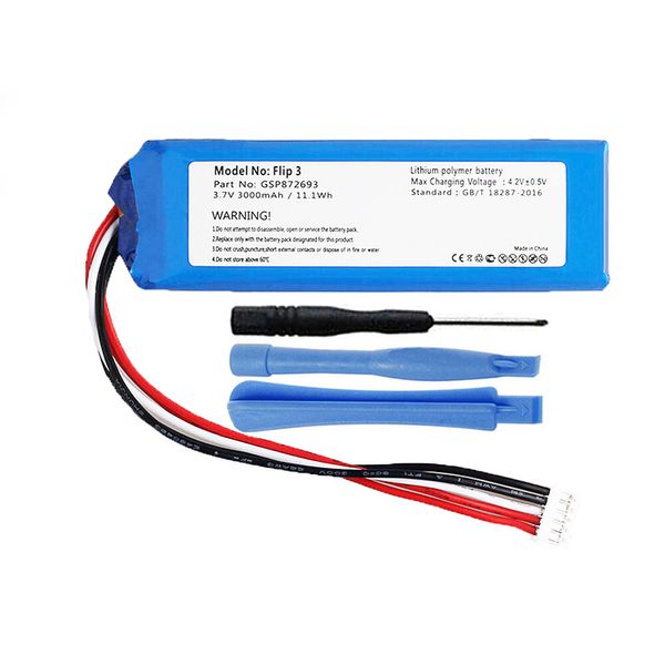 3000mAh GSP872693 Battery Replacement for JBL Flip 3 Portable Bluetooth Speaker