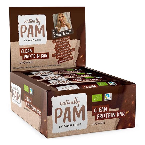 Natural Pam Clean Protein Bar High Protein Eggplant Snack Brownie – 12 x 42g, Quantity, See Details