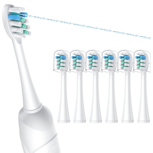 6 Pack FitMount Toothbrush Replacement Heads Compatible with WaterPik Sonic Fusion 2.0, FitMount Flossing Brush Head Fit for Water-Pic SF-01 SF-02 and 2.0 SF-03 SF-04