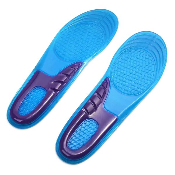 Unisex Orthotic Gel Insoles, Silicone Gel Shoe Insoles Shock Absorbing Full Length Foot Support Shoe Inserts Comfort Gel Insoles for Men & Women Massaging Feet Insoles Pain Relief (Blue, 6-10 Men)