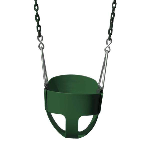 Gorilla Playsets 04-0008-G/G Full Bucket Toddler Swing, Bucket, Green 60" Plastic Coated Chains, 50 Lb Capacity