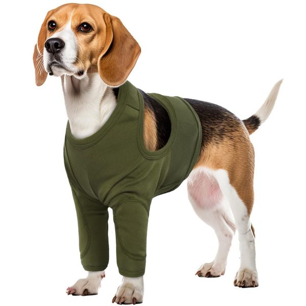 Ellenbogenbandage für Große Hunde, Bandage Hund Vorderbein Dog Recovery Sleeve Op Body Hund nach der Operation(Armeegrün, XL)