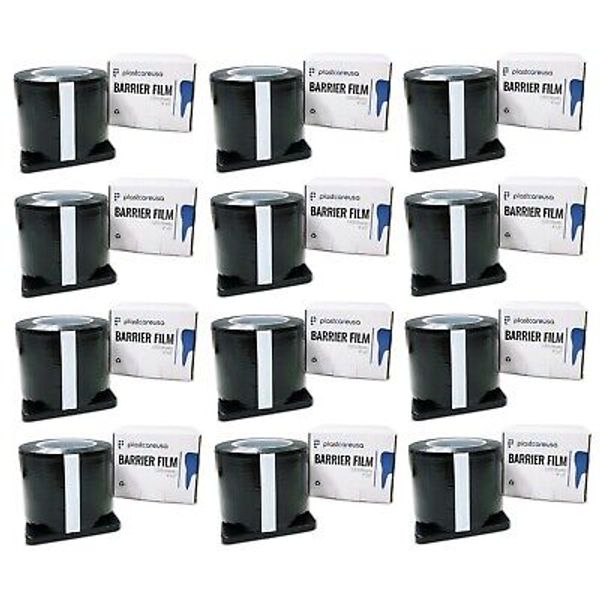 12 x Black Barrier Tape Film, Dental Tattoo, Adhesive 2400 4" x 6" Sheets