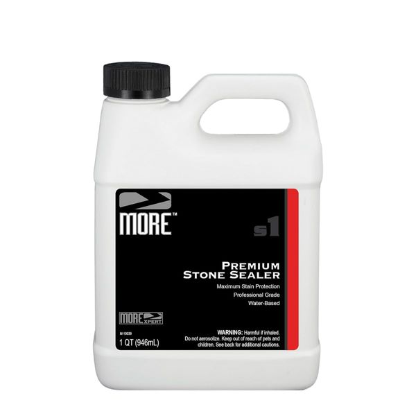 More Premium Stone Sealer - Water-Based Protectant - Granite, Marble, Concrete & Grout Sealer - for Indoor & Outdoor Use - Protects Against Oil, Water-Based Stains - Unscented - Quart (32 oz)