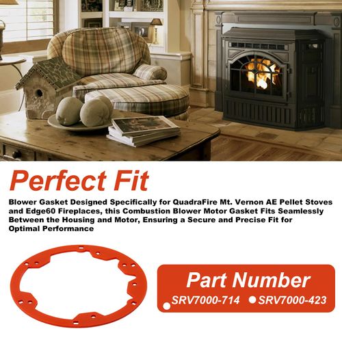 Replacement Combustion Blower Motor Gasket for Mt. Vernon AE Pellet Stoves - Fits SRV7000-714 & SRV7000-423, Ensures a Proper Seal Between The Combustion Blower Motor and The Stove Body - 1 Pack