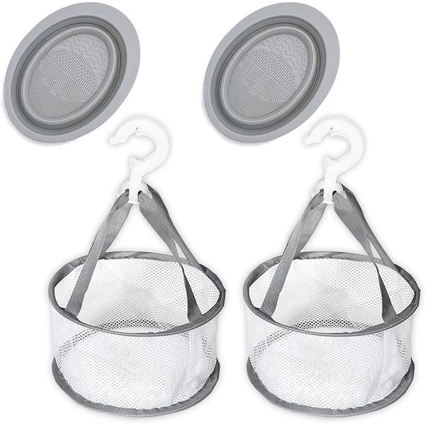 Makeup Brush Cleaning Silicone Bowl Sheet Makeup Brush Cleaner Gray 2 Set (Gray 2 Set)