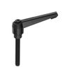 sourcing map 1Pcs M8 x 50mm Adjustable Knobs Handle Male Thread Push Button Ratchet Quick Release Locking Rotating Bolt for Lathe Machinery, Black