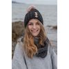 Aran Traditions Diamond Cable Button Hat (Charcoal/Blush)