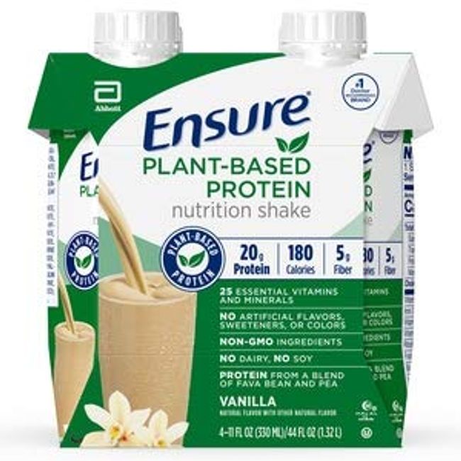 Ensure Plant Protein Nutrition Shakes Vanilla 11 Fl Oz Each (Pack of 4)