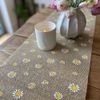 Luck and Luck Daisy Hessian Table Runner, Easter Party Table Decoration, Spring Home Decoration Gift, Daisy Runner, 5m