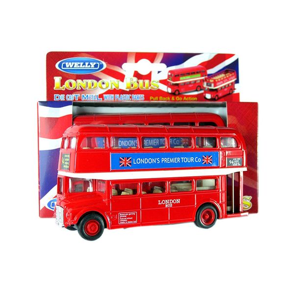 London Double Decker Red Bus Model (Pull Back & Go Action) Made of Die Cast Metal and Plastic Parts