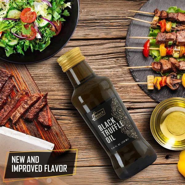 Lieber’s Black Truffle Oil | Premium Truffle Oil for Cooking, Salad Dressing, Garnish | This Black Truffle Oil Is Kosher For Passover, Vegan, Vegetarian & Gluten Free | 8.45 Fl Oz Glass Bottle (Black Truffle)