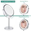 Nicesail LED Lighted Tabletop Makeup Mirror of 8 Inch, Rechargeable Mirror with Light of 3 Colors, Brightness Adjustable, Height Adjustable, Double Sided Mirror in Chrome Finish (8 Inch, 7X)