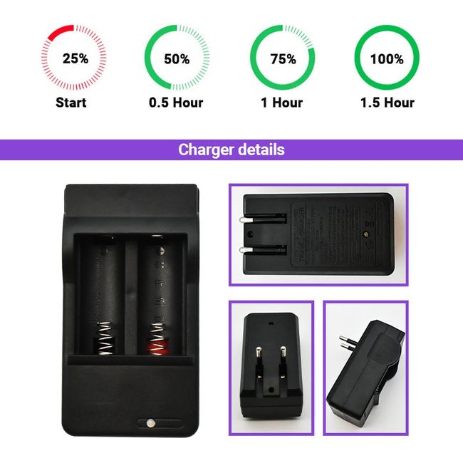 2x 3.7V 2800mAh Lithium Li-ion 16340 Battery CR123A Rechargeable Batteries