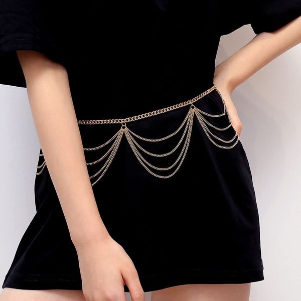 Jovono Boho Layered Body Chains Gold Party Waist Chains Adjustable Body Jewelry For Women and Girls