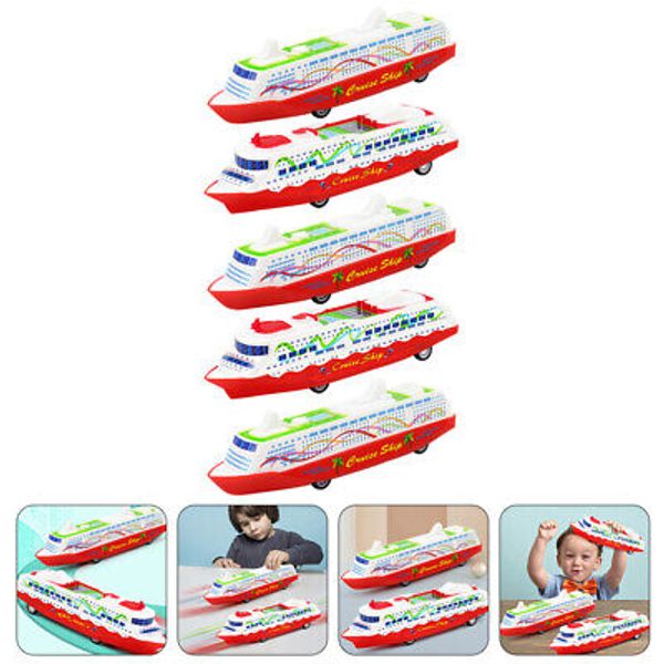 5 Pcs Speed Boat Toy Pull Back Ship Model Gliding Toys Steamship Child Toddler