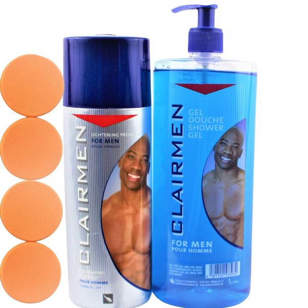 Clairmen Shower Gel and Lotion with 4 Exfoliating, cleansing Pads