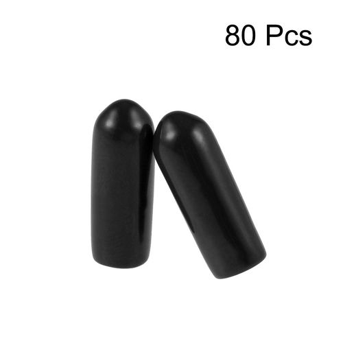 uxcell 80pcs Rubber End Caps 4mm Inner Diameter Vinyl Round End Cap Cover Screw Protector Black