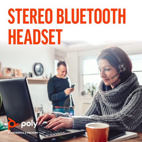Poly Voyager Focus 2 UC Bluetooth Headset with Stand, Black, Unisex