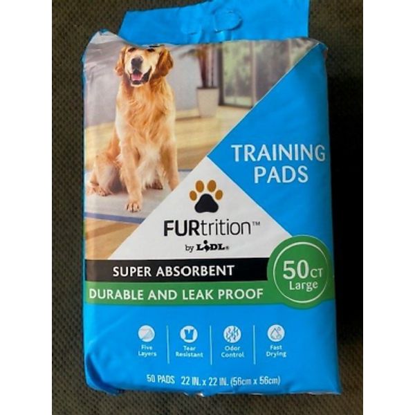 FURtrition 50 Ct 5 PLY Puppy Training Pads Heavy Absorbency Disposable 22"x22"