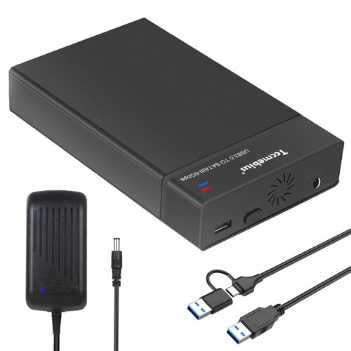 Tccmebius External Hard Drive Enclosure USB 3.0 Docking Station for 2.5 3.5 Inch SATA HDD SSD Up to 22TB, with 12V/3A Power Supply, USB A/C Cable, Support UASP Automatic Sleep Function (TCC-S8)