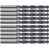 10 pcs Solid Carbide Drill Bits, Jobber Length, 3/16" Drill Diameter, 118° Point Angle, TiAlN Coated