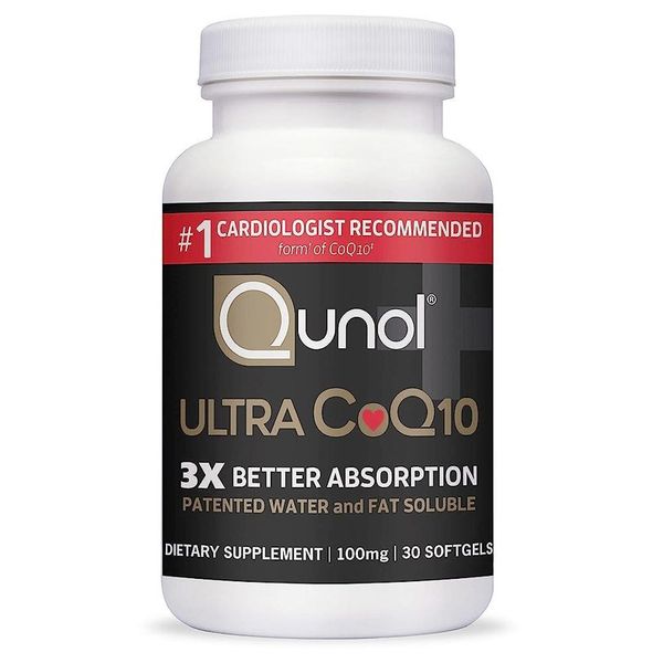 Qunol Ultra CoQ10 100mg 3X Better Absorption Patented Water-Soluble and Fat-Soluble Natural Coenzyme Q10 Supplement Form Antioxidant for Heart Health 30 Softgels 16319