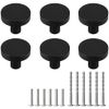 ZGIOPGEIN 6 Pcs Cupboard Knobs 30mm Matte Black Door Knobs Round Cabinet Knobs with Mounting Screws Cupboard Door Handles