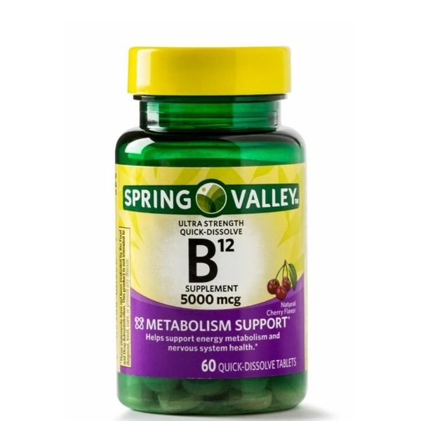 Spring Valley Vitamin B12 Quick Dissolve Tablets, 5000 Mcg, 60 Count