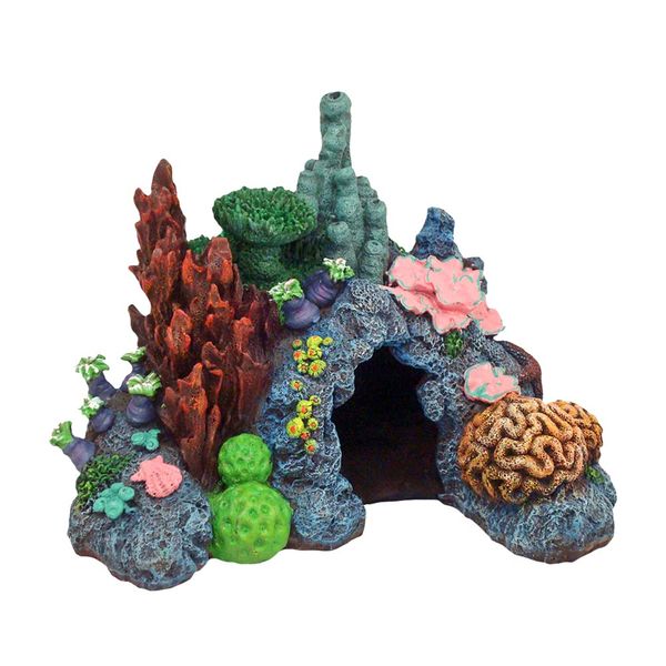 Exotic Environments Caribbean Living Reef Aquarium Ornament, Small , 7-1/2-Inch by 5-1/2-Inch by 5-1/2-Inch