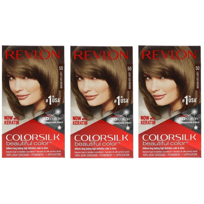 Revlon ColorSilk Hair Color 50 Light Ash Brown 1 EA - Buy Packs and SAVE (Pac...