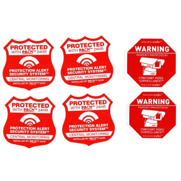 4 Alarm Stickers 2 Security Camera Decals Weatherproof See Store